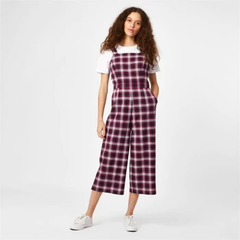 Image of Jack Wills Audrey Cropped Check Jumpsuit - Navy