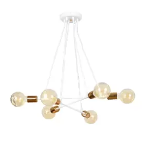 Image of Bravo White/Copper Multi Arm Pendant Ceiling Light 6x E27