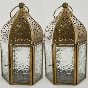Image of Brass Antique Moroccan Lanterns (Set of 2)