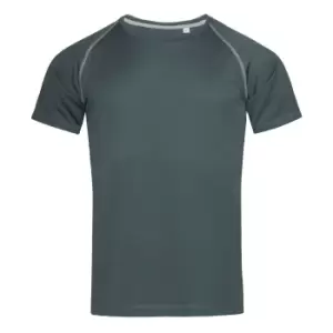 image of Stedman Mens Active Raglan T-Shirt (2XL) (Granite Grey)