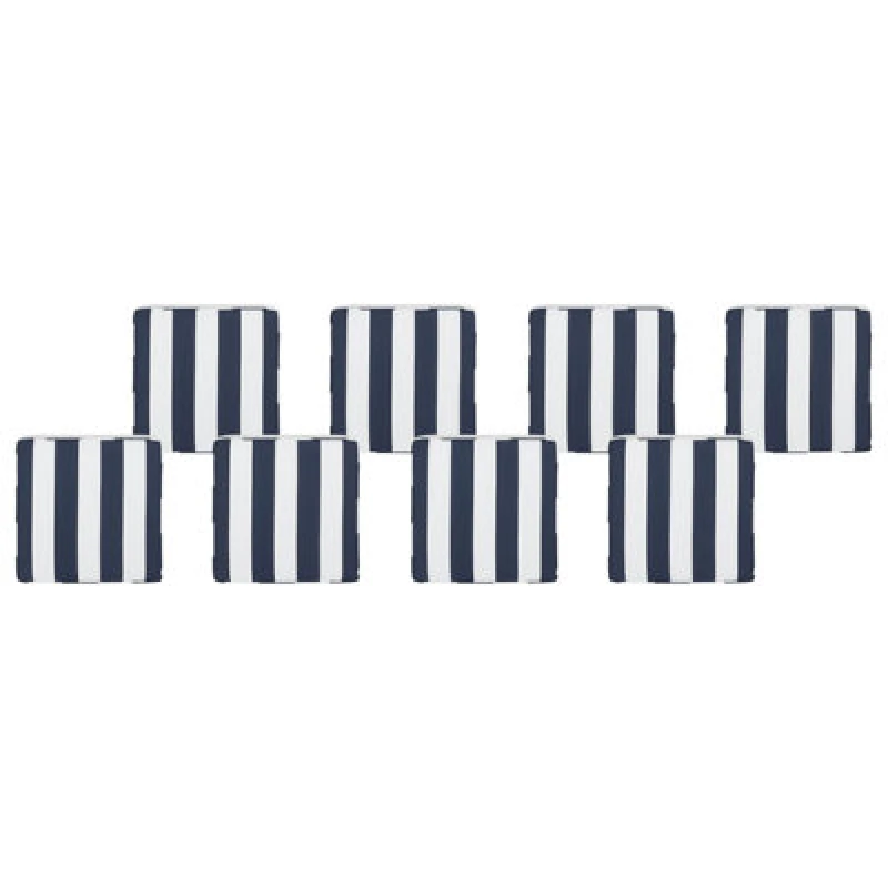 Image of Beliani Set Of 8 Garden Chair Cushions Sassari 46 X 46cm Navy Blue