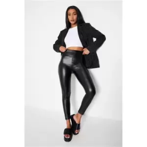 Image of I Saw It First Black Wet Look Faux Leather High Waist Leggings - Black