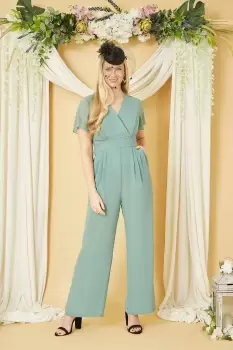 image of Sage Green Jumpsuit With Angel Sleeves