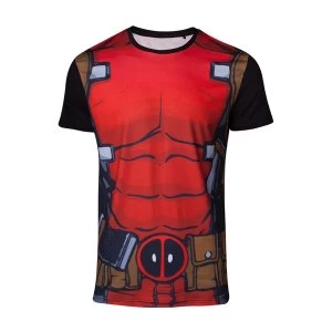 image of Deadpool - Suit Sublimation Mens Large T-Shirt - Red