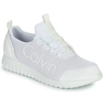 Image of Calvin Klein Jeans RUNNER SNEAKER LACEUP MESH mens Shoes Trainers in White - Sizes 9.5,10.5,11