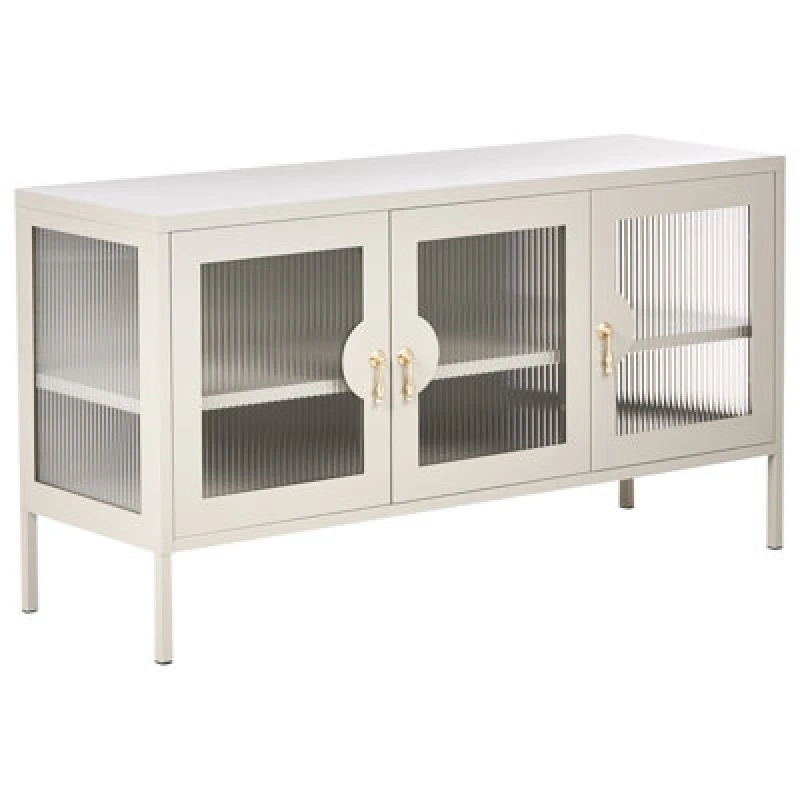 Image of Beliani 3 Door Sideboard Gleora Metal Light Beige
