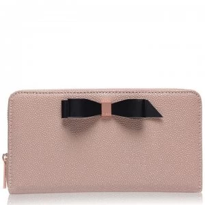 image of Ted Baker Ted Aine Bow Leather Zip Around Purse - Taupe