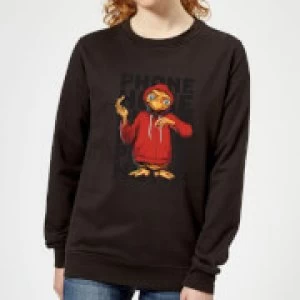 image of ET Phone Home Stylised Womens Sweatshirt - Black