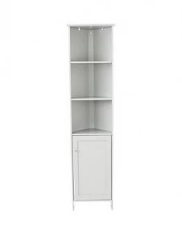 image of Lloyd Pascal Portland Tall Corner Bathroom Cabinet - White