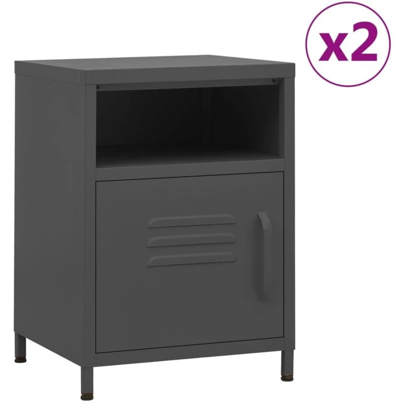 Image of VIDAXL Nightstands 2 pcs Anthracite 35x35x51cm Steel vidaXL 8720286847626