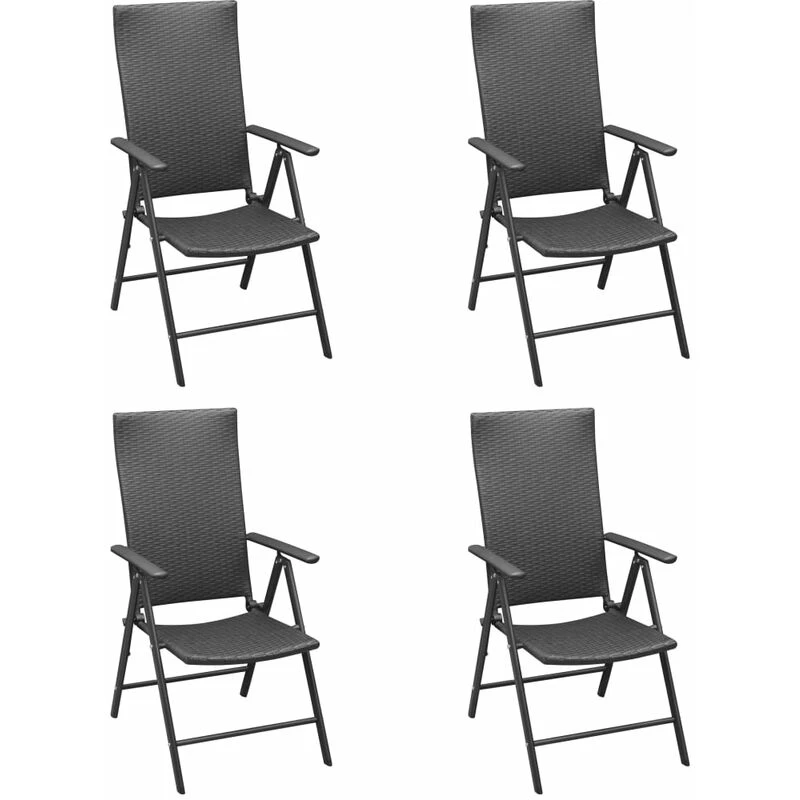 Image of VIDAXL Garden Chairs 4 pcs Poly Rattan Black Vidaxl 8720286181911