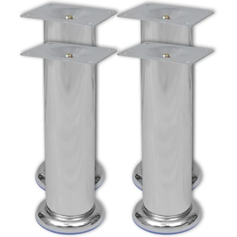 Image of vidaXL 4x Round Sofa Legs Chrome 180mm Feet Footstool Replacement Accessory