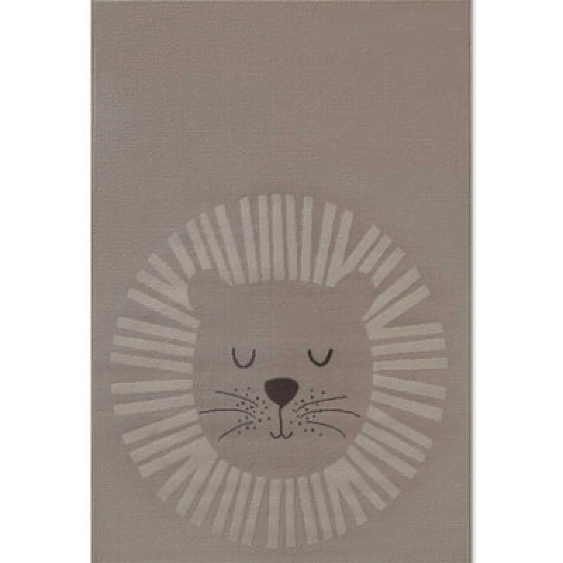 Image of The Rugs Adventures Happy Lion Rug And Runner Kids Polypropylene Short Pile Rug In Brown