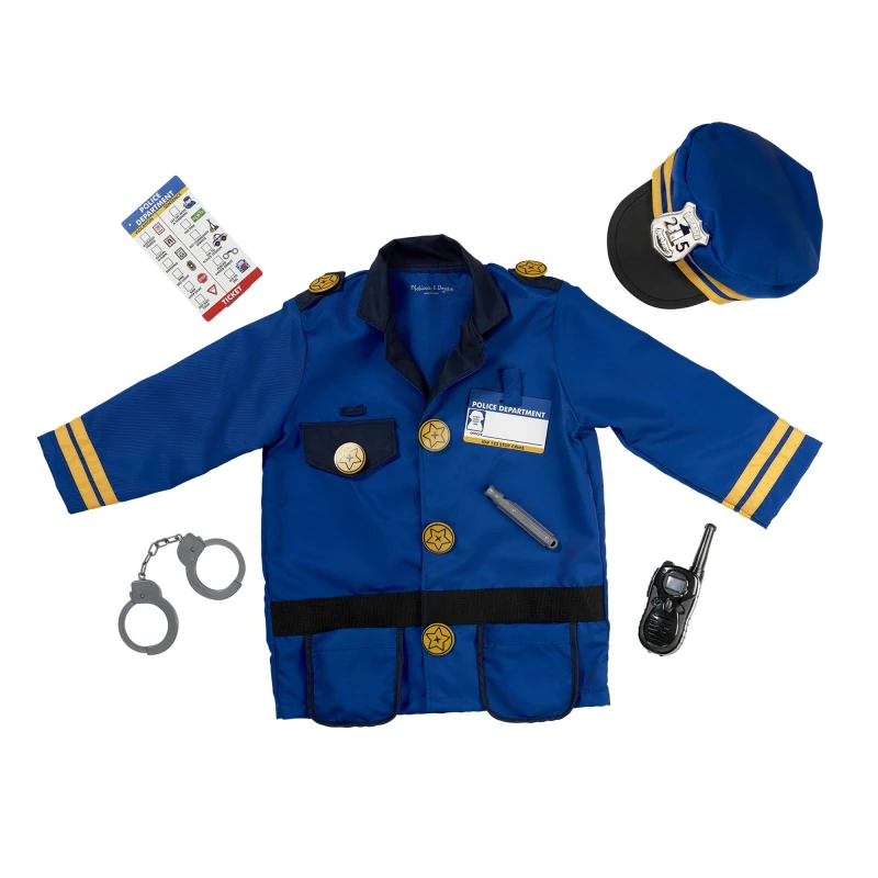 Image of Melissa & Doug Police Officer Role-Play Costume Set Police Officer Costume Halloween Costume Kids Costume 3+ Gift for Boy or Girl Children's Toy
