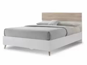 Image of LPD Stockholm 4ft6 Double White and Oak Wooden Bed Frame