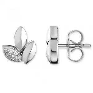 image of THOMAS SABO Ladies Silver Diamond Leaves Earrings D_H0006-725-21