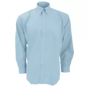 Image of Kustom Kit Mens Workwear Oxford Long Sleeve Shirt (14inch) (Light Blue)