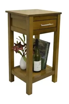 Image of 'Regia' - Solid Wood Storage Telephone End Bedside Table - Walnut