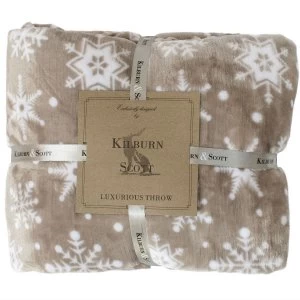 image of Gallery Snowflake Flannel Throw - Taupe