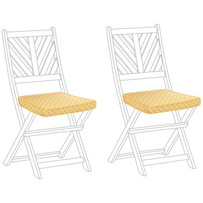 Image of BELIANI Set of 2 Garden Chair Cushions TERNI 37 x 34cm Yellow 359954