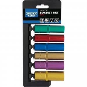 Image of Draper Expert 10 Piece 1/2" Drive Coloured Deep Hex Socket Set Metric 1/2"