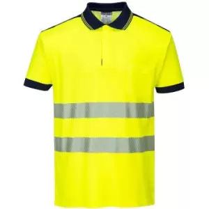 image of PW3 Vision Hi Vis Polo Shirt Yellow / Navy 3XL