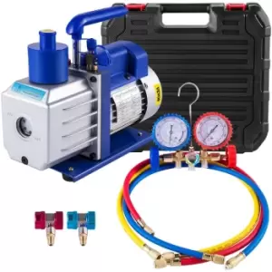 image of R410A R134A R22 4.8 CFM Vacuum Pump HVAC A/C Refrigerant W/4 Valve Manifold Gauge&