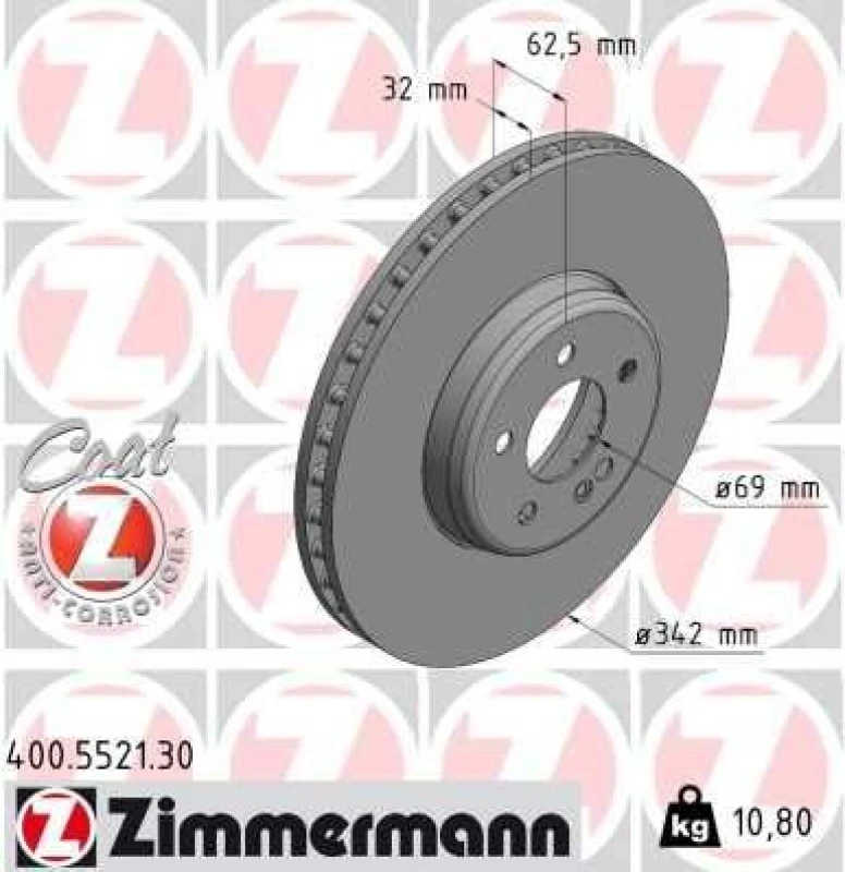 Image of ZIMMERMANN Brake disc ZIMMERMANN 400.5521.30