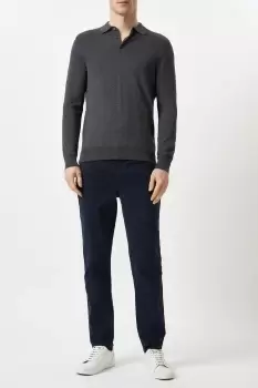 Image of Mens Slim Fit Navy 5 Pocket Chino Trousers