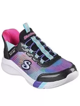 Image of Skechers Girls Dreamy Lites Slip Ins Trainer, Black, Size 1 Older