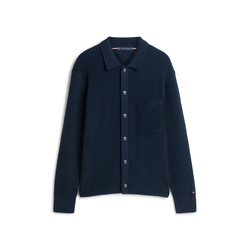 Image of Tommy Hilfiger Mens Rib Button Cardigan Night Navy male S