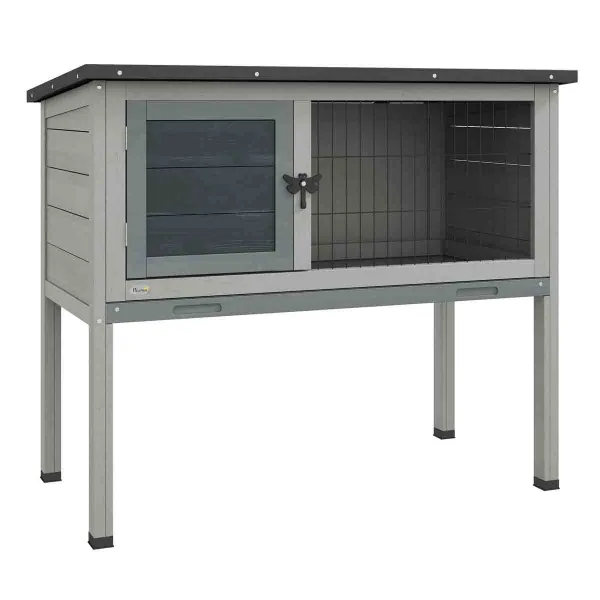 Image of PawHut Large Elevated Wooden Rabbit Hutch
