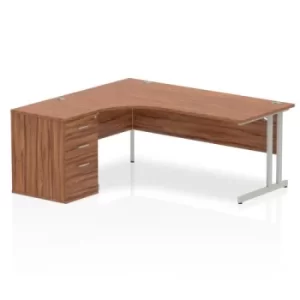 image of Impulse 1800 Left Hand Cantilever Workstation 600 Pedestal Bundle Walnut