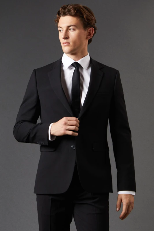 Image of Burton Mens Black Skinny Fit Essential Suit Jacket Black 42R Male BBB03926