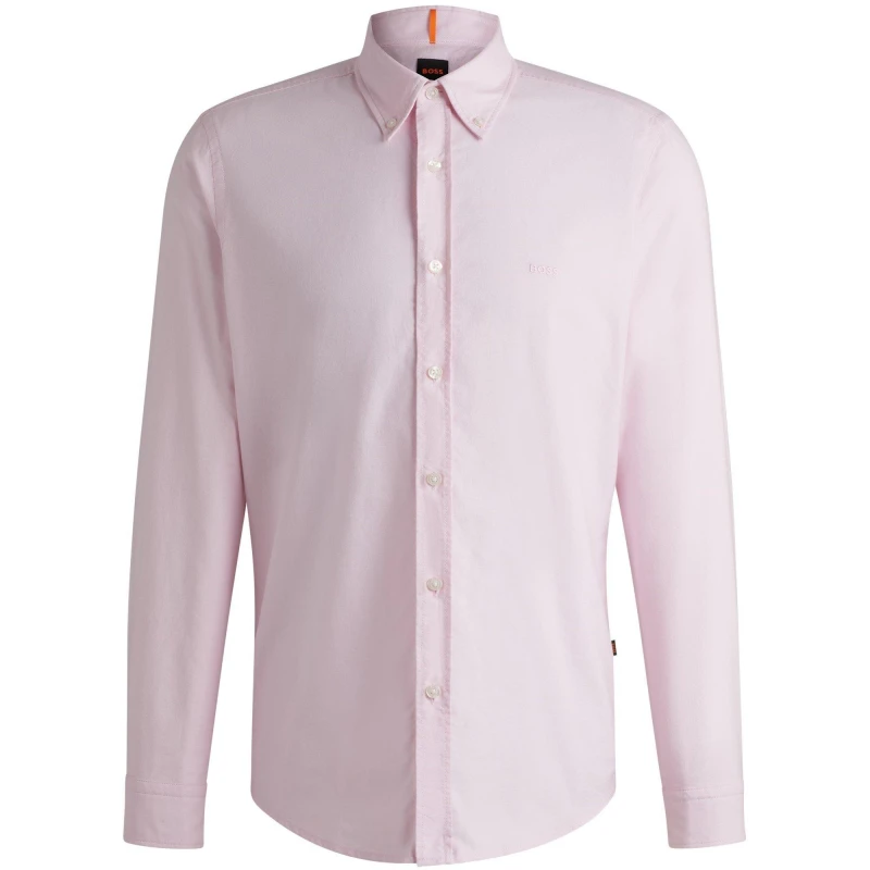 Image of Boss Mens Rickert Oxford Shirt, Classic Style Pink 682 male L