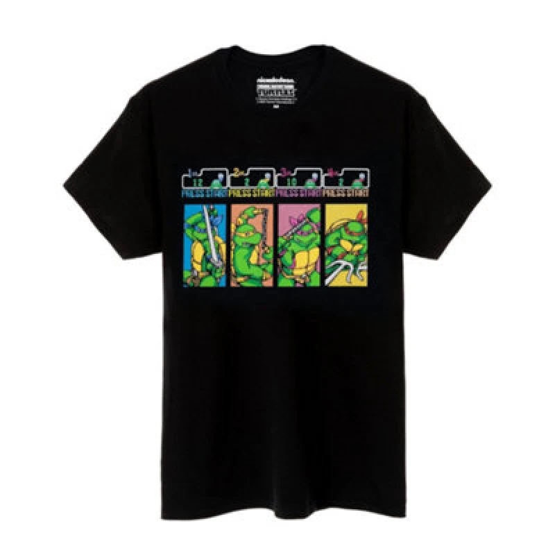 Image of Teenage Mutant Ninja Turtles Teenage Mutant Ninja Turtles Men Short Sleeved T-Shirt in Black Size: Small Black S Male 5056549014461
