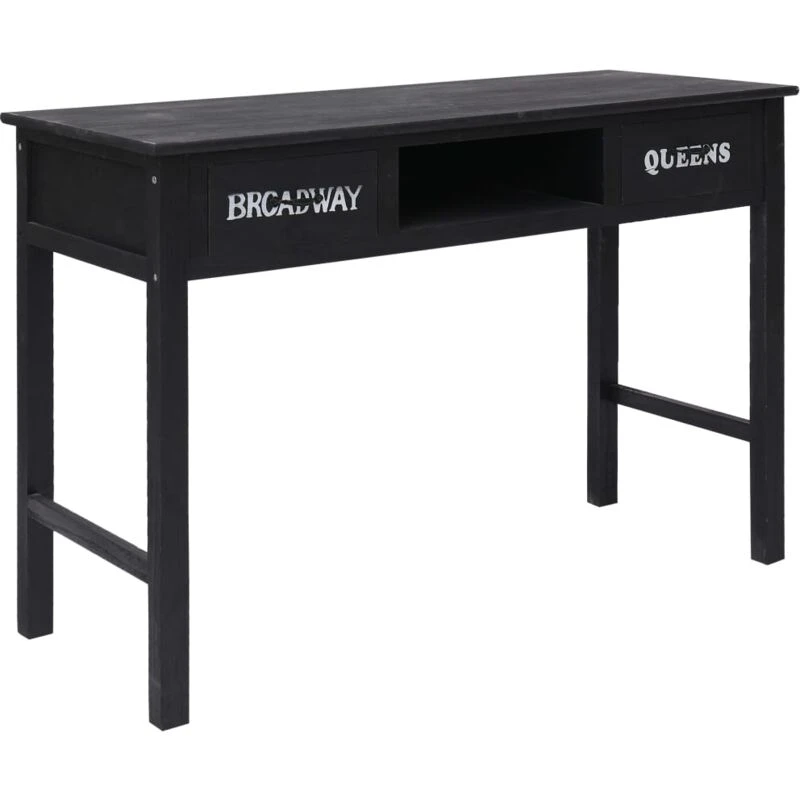 Image of vidaXL Console Table Black Wood Hallway Entryway Side Mirror Telephone Desk