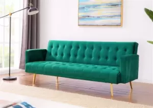 Image of Windsor Velvet Sofa Bed with Metal Gold Legs