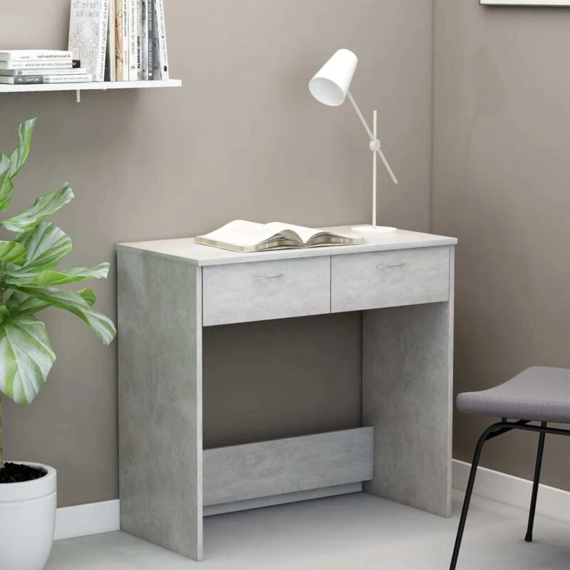 Image of Desk Concrete Grey 80x40x75cm Chipboard