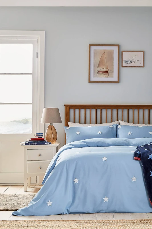Image of Helena Springfield 'Tufted Star' Duvet Cover Set in Blue Size: Super King Blue Unisex Super King