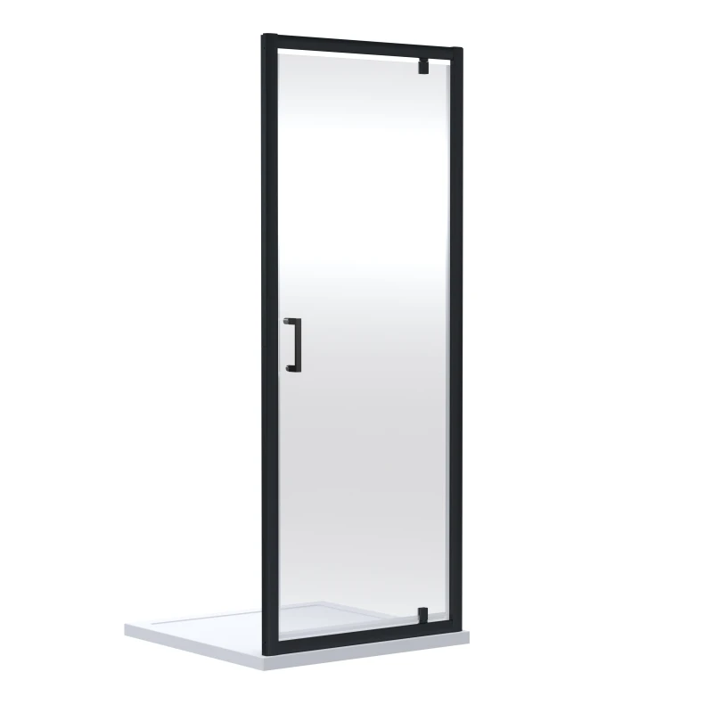 Image of Balterley 6mm Glass Reversible Pivot Shower Door 1900 x 800mm Matt Black Unisex
