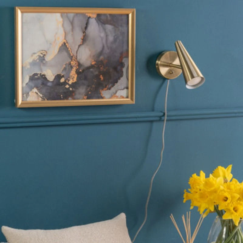 Image of Valuelights Duke Plug In Brushed Antique Brass Cone Easy Fit Wall Light With Adjustable Head - Bulb Included