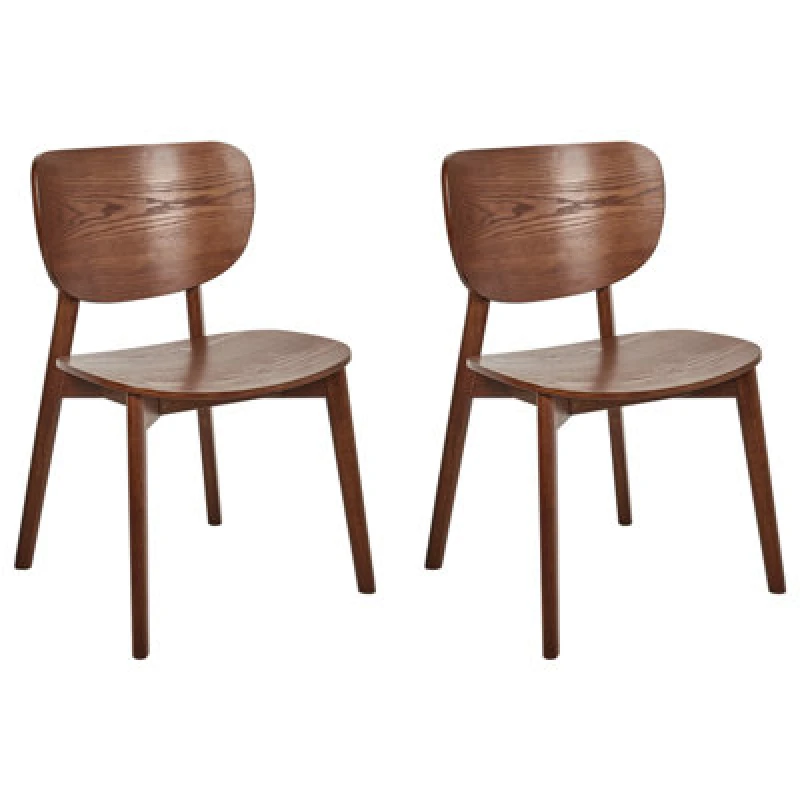 Image of Beliani Set Of 2 Dining Chairs Overly Wood Brown