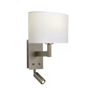 Image of Wall Light Antique Bronze & Vintage White Fabric 60W E27 & 2W LED e10601