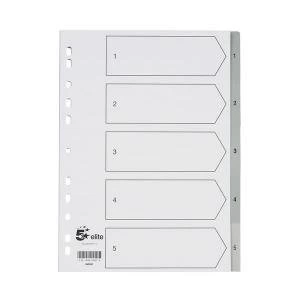 Image of Elite File Index Grey Tabs Polypropylene 1 5 White 940241