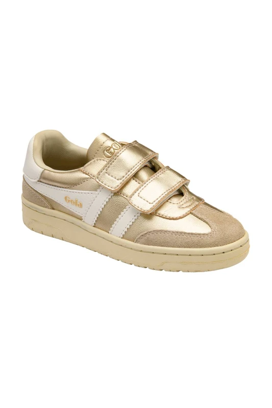 Image of Gola Classics 'Viper Glimmer Strap' Kids Strap Trainers in Gold Size: Infant 13 Gold Unisex Infant 13
