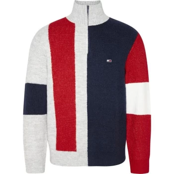 Image of Tommy Jeans Colour Block Zip Fleece - Navy C87