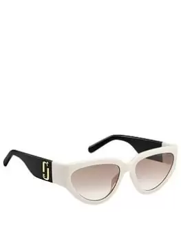 image of Marc Jacobs Large Two Tone Sunglasses - White / Black