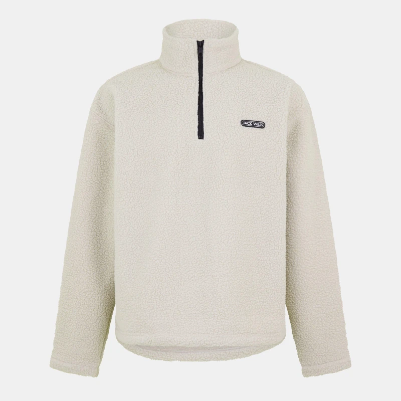 Image of Jack Wills Polar Quarter Zip Fleece Top Cream male XL