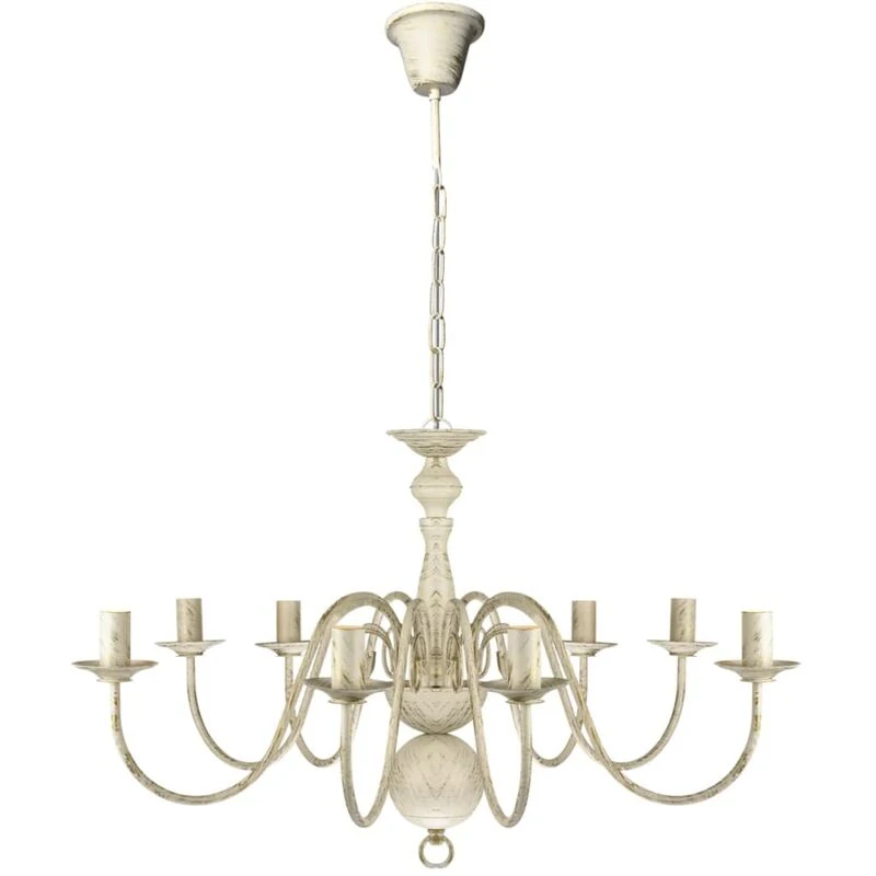 Image of VIDAXL Antique White Metal Chandelier 8 x E14 Bulbs Vidaxl 8718475891390